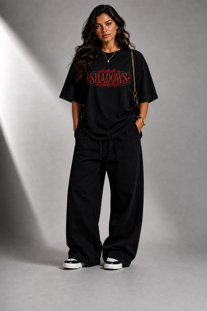 GITA Shadowborne Noir Oversized  T-Shirt BLACK / WHITE (Black, Small)