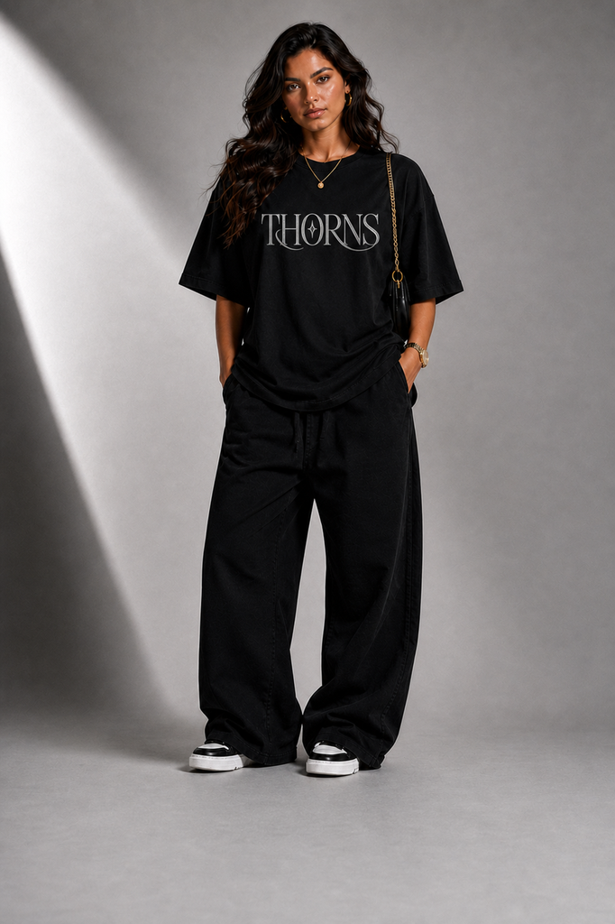 GITA Veil of Thorns Oversized         T-Shirt black / white (Black, Small)