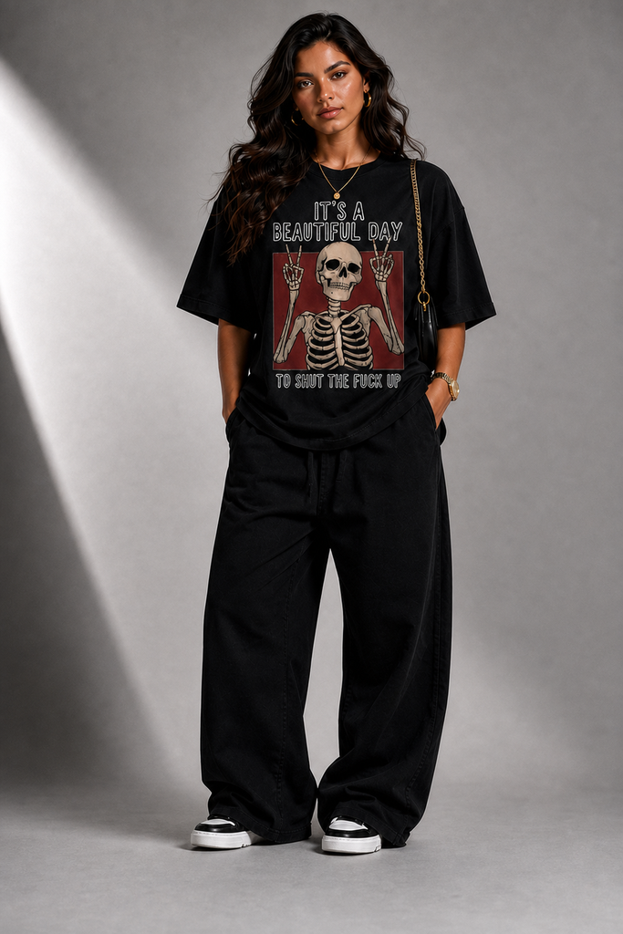 GITA Dead Inside, Fine Outside       T-Shirt BLACK / WHITE (Black, Small)