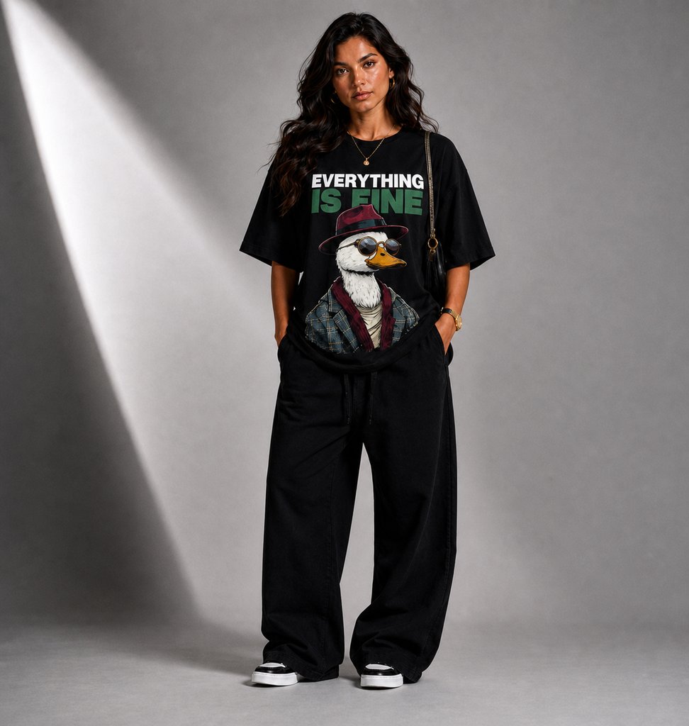 GITA The Fine Standard Oversized   T-Shirt BLACK / WHITE (Black, Small)