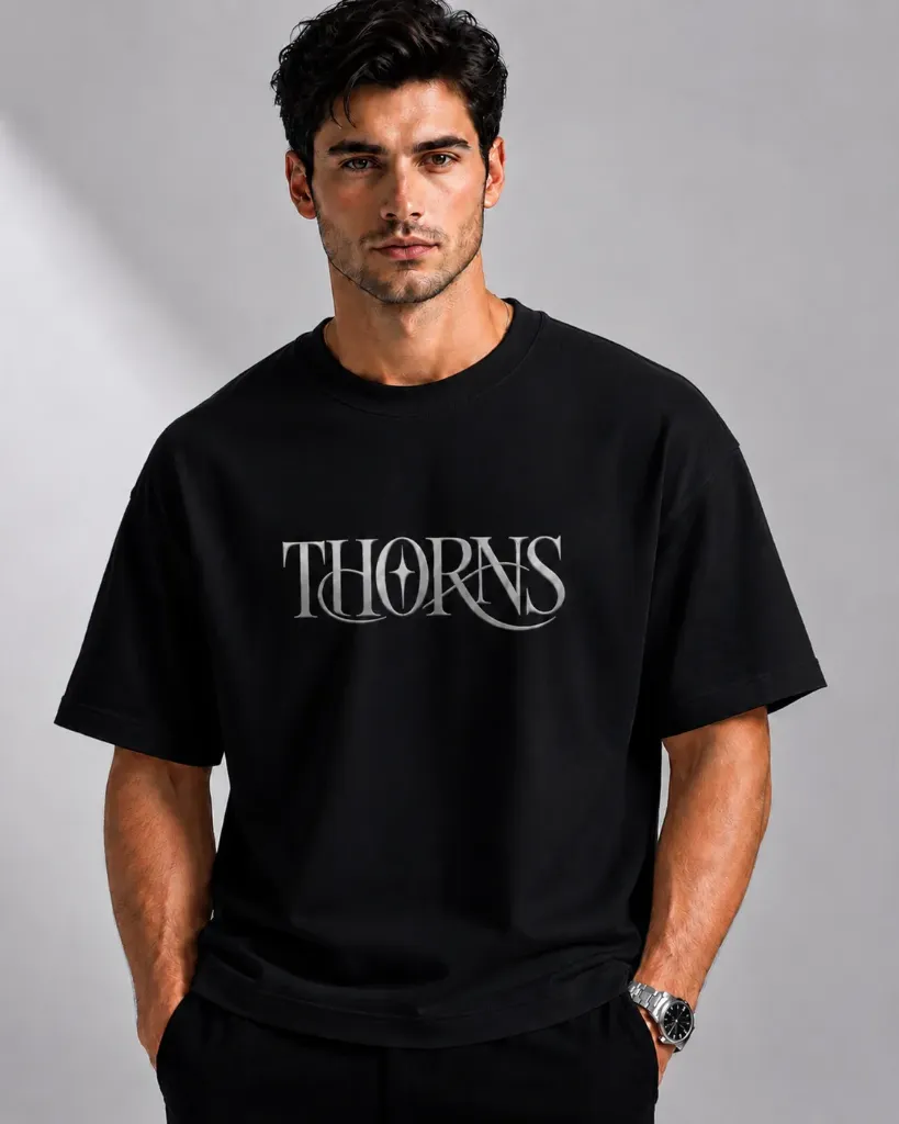 GITA Veil of Thorns Oversized          T-Shirt black / white (Small, Black)