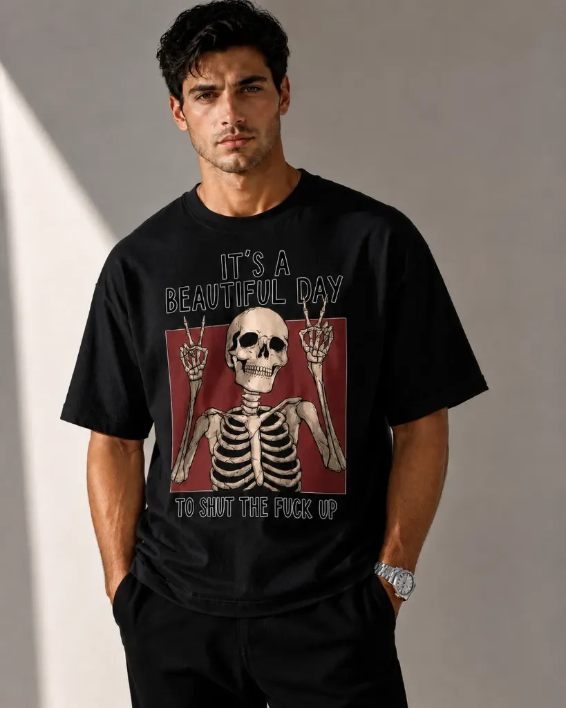 GITA Dead Inside, Fine Outside       T-Shirt BLACK / WHITE (Black, Small)